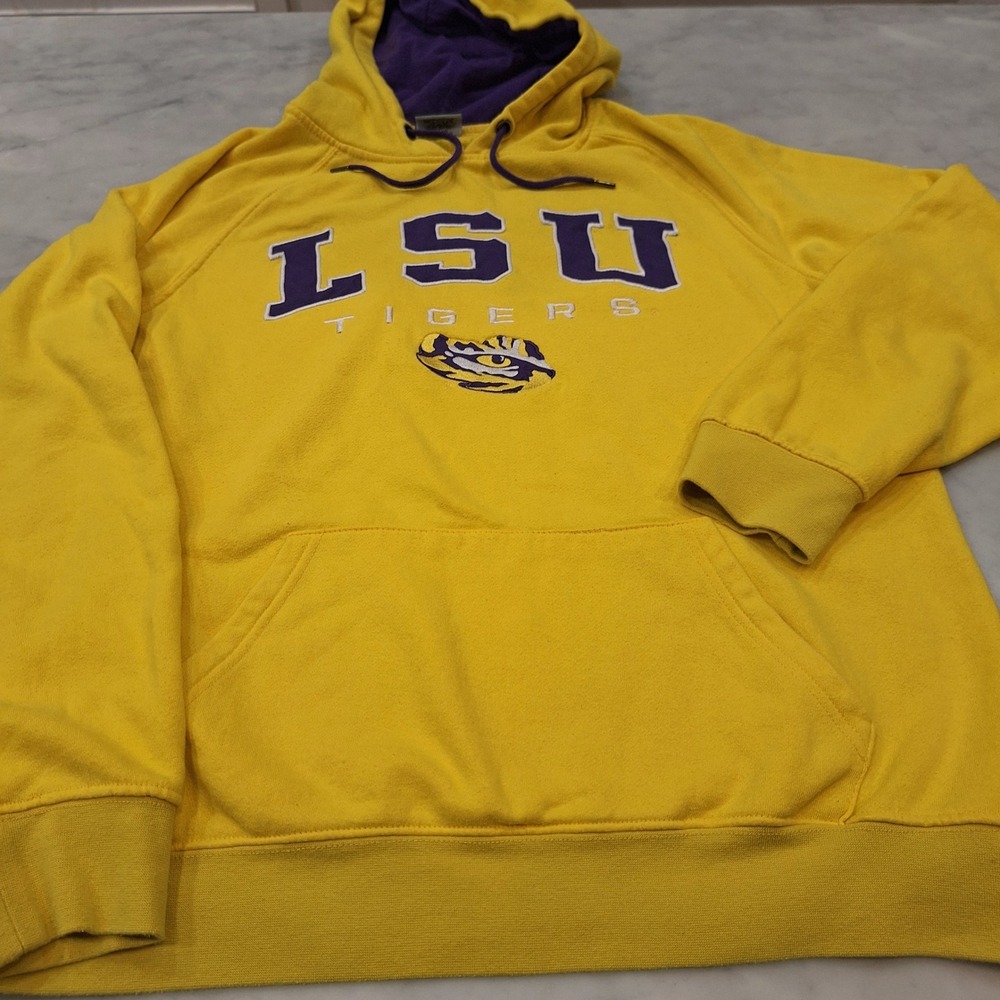 Stadium Athletics LSU Tigers Hoodie Mens Large Yellow Purple Embroidered NCAA - Picture 2 of 9